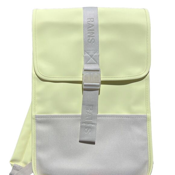 RAINS Buckle Trail Backpack Yellow Waterproof Straw Gorpcore Outdoors Active - Picture 2 of 11